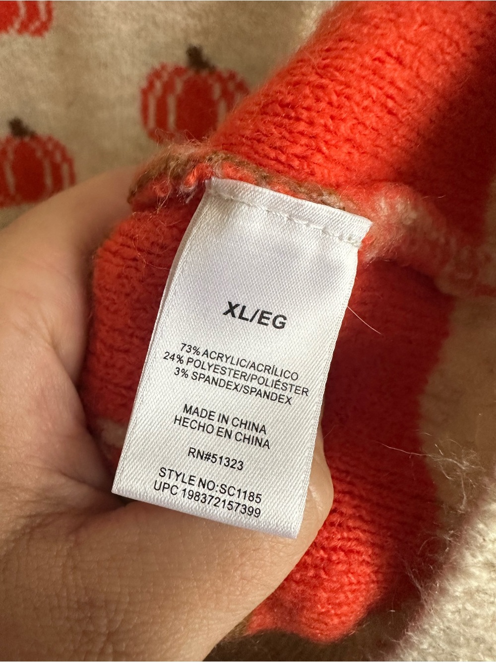 Vince Camuto Cream Sweater with Orange Pumpkin Motif - Picture 4 of 7